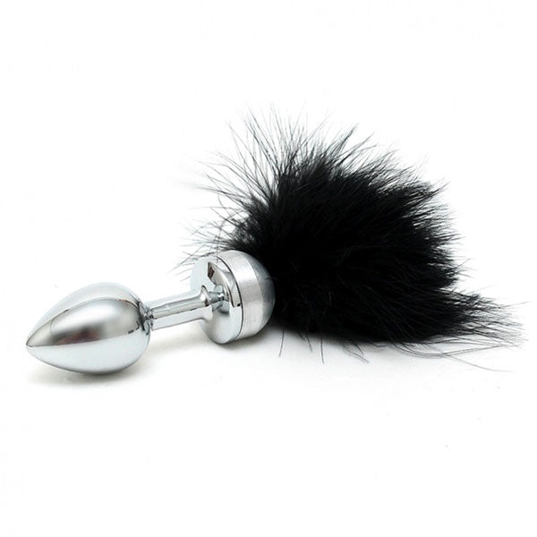 Small Butt Plug With Black Feathers - Barons Touch