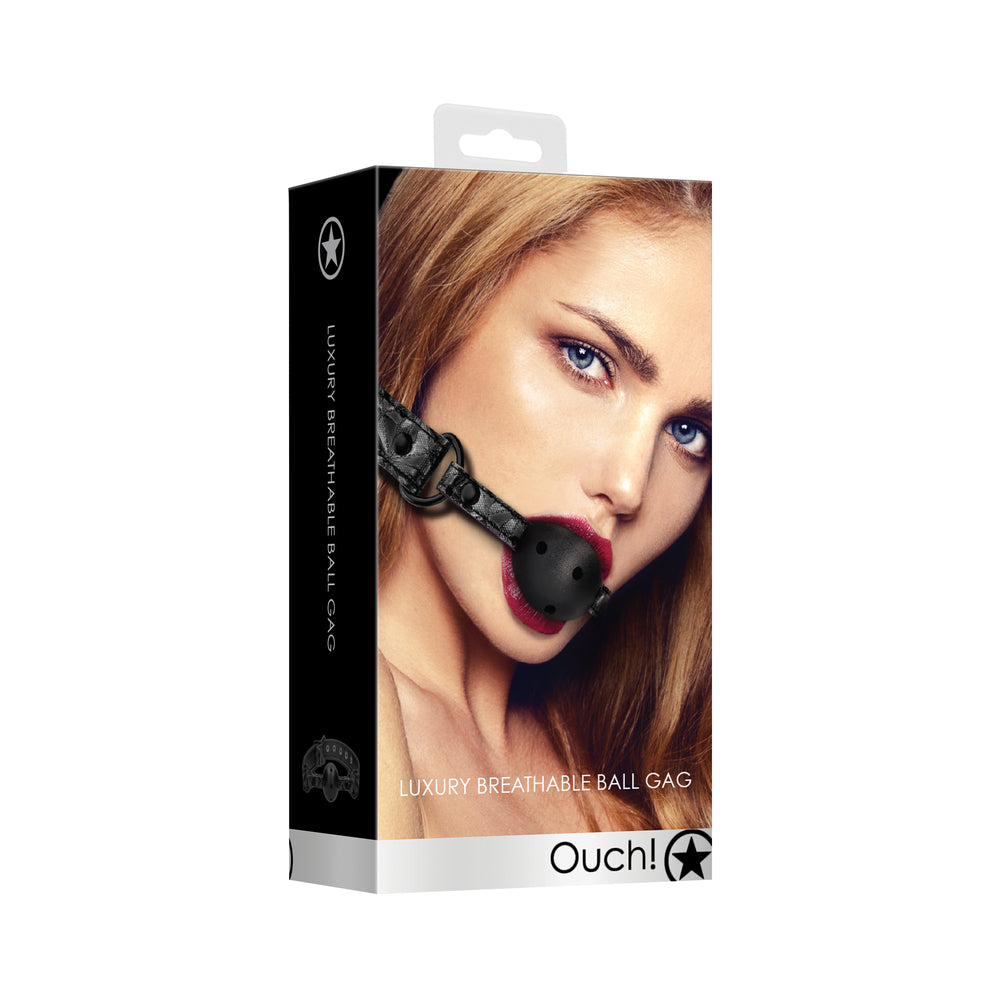 Ouch Breathable Luxury Black Ball Gag - Barons Touch