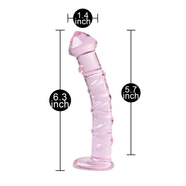 Textured Pink Glass Dildo - Barons Touch