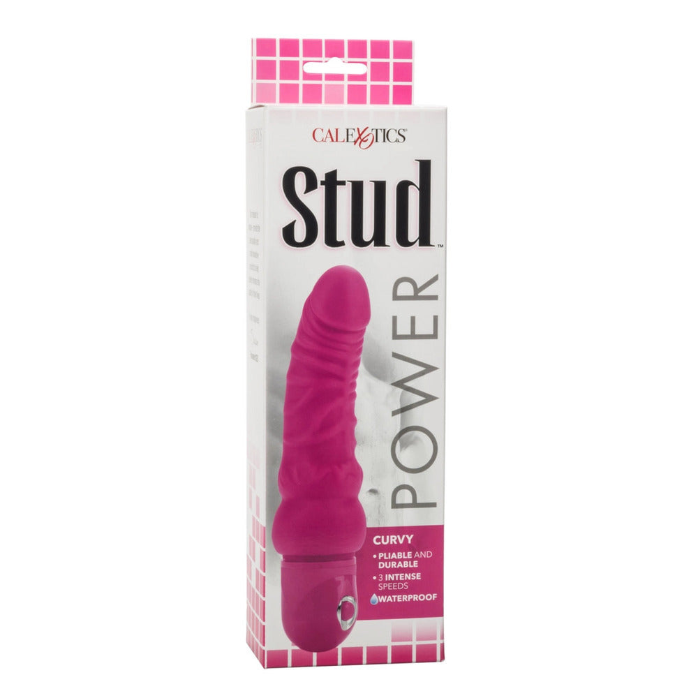 Power Stud Curvy Vibrator Waterproof Pink 6.75 Inch - Barons Touch