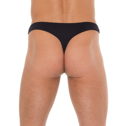 Mens Black G-String With A Net Pouch
