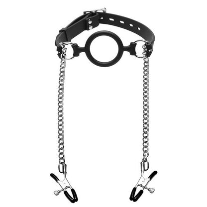 Mutiny Silicone O Ring Gag Plus Nipple Clamps - Barons Touch