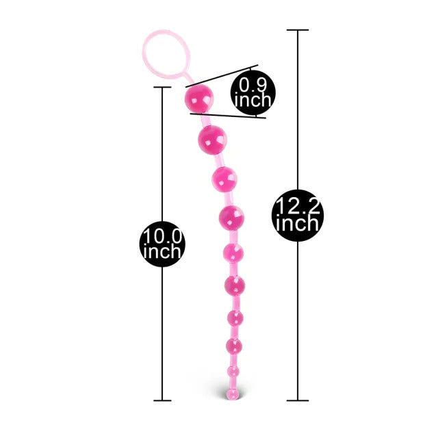 Pink Chain Of 10 Anal Beads - Barons Touch