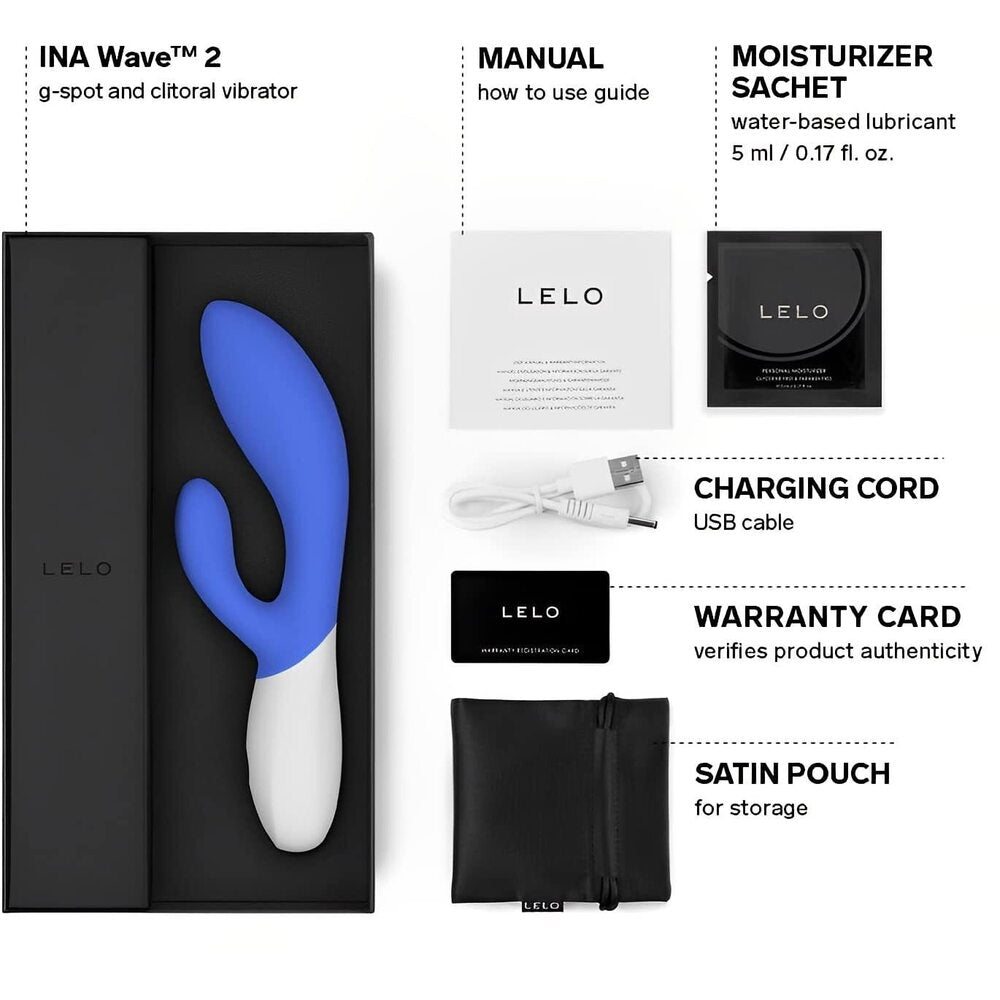 Lelo Ina Wave 2 Luxury Rechargeable Vibe Blue - Barons Touch