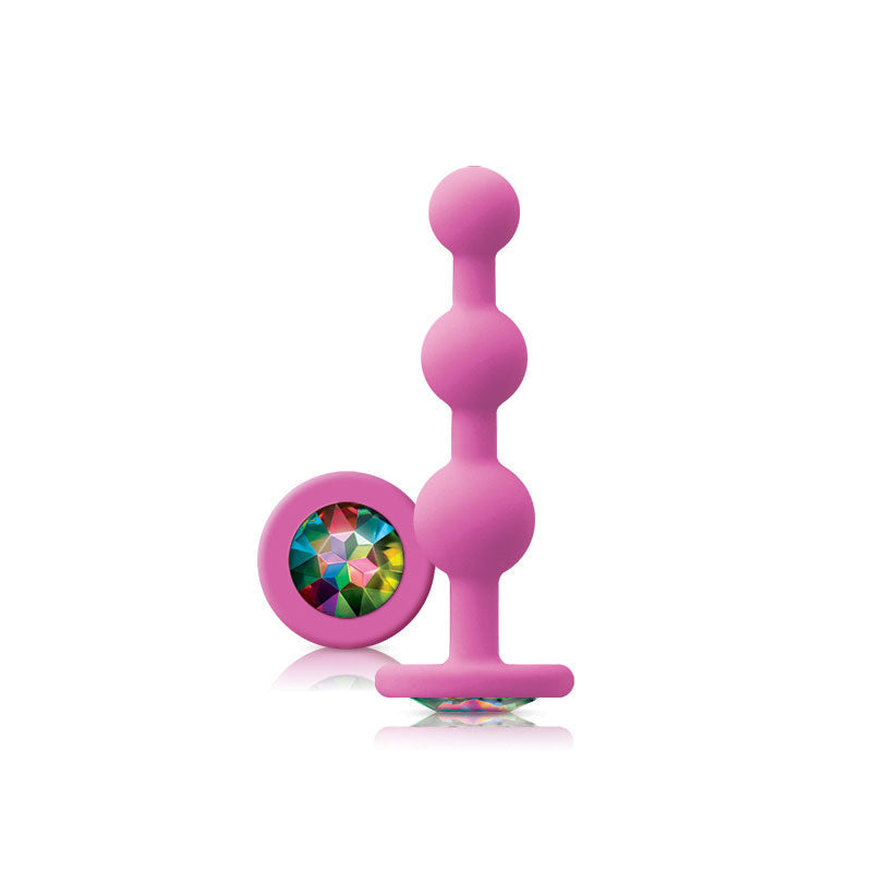 Glams Pink Ripple Anal Plug Rainbow Gem - Barons Touch