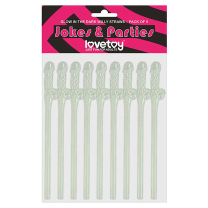 Lovetoy Pack Of 9 Willy Straws Glow In The Dark - Barons Touch
