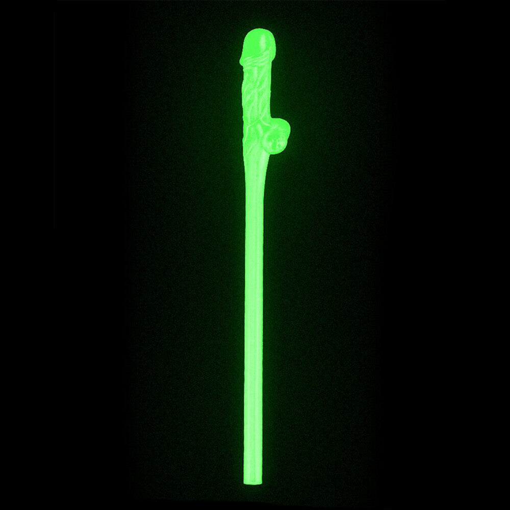 Lovetoy Pack Of 9 Willy Straws Glow In The Dark - Barons Touch